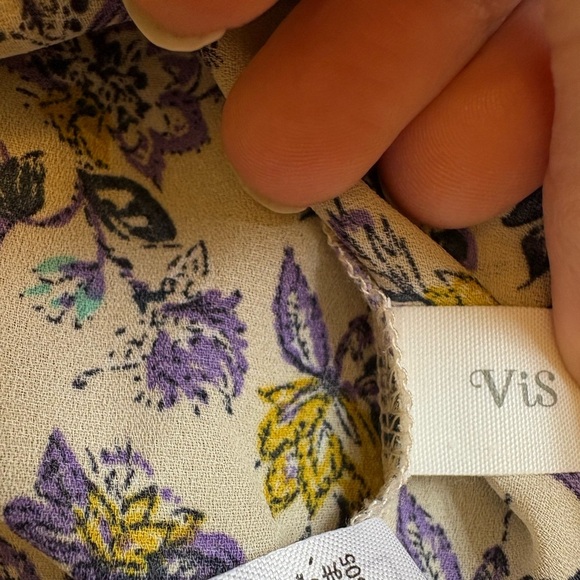 Vis Multicoloured dainty floral printed vneck Blouse Mandarin Collar Medium - Picture 6 of 11